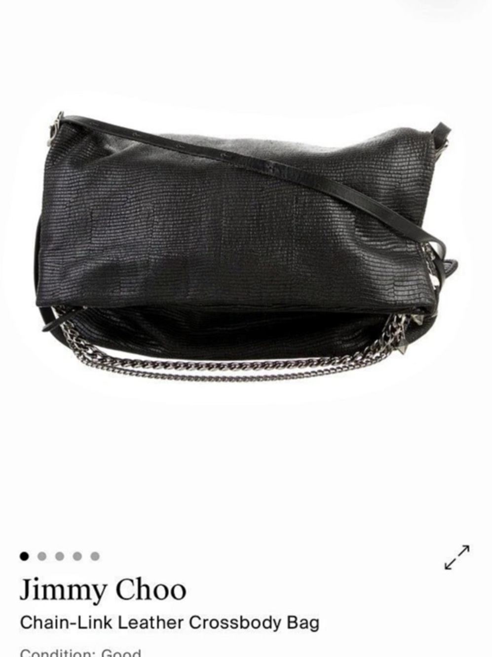 Jimmy Choo Chain-Link Leather Crossbody Bag Black Chain-Link Crossbody Bag